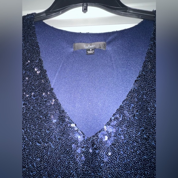 Lulu’s Delightful Ways Navy Blue Sequin Dress SIZE S - Picture 2 of 3